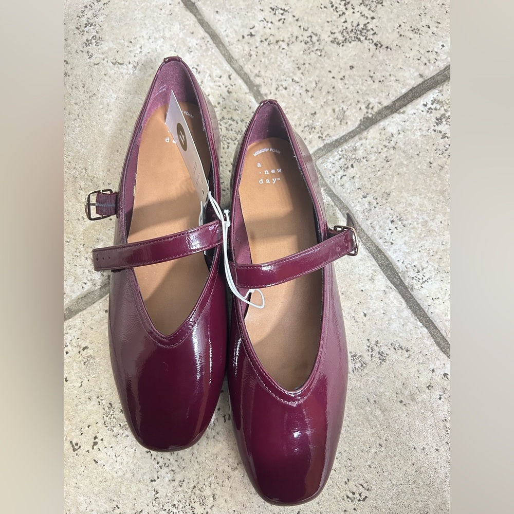 A new day burgundy Mary Jane Flat Sz 11 NWT
